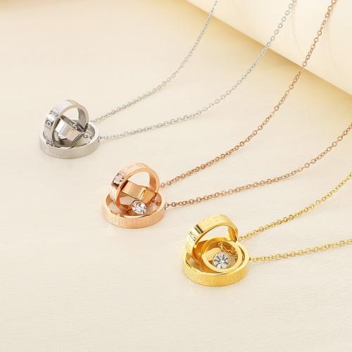 Stainless Steel Jewelry Necklace, 304 Stainless Steel, with Cubic Zirconia, Vacuum Ion Plating, for woman, more colors for choice, Sold By PC