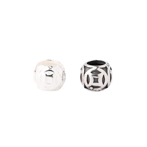 925 Sterling Silver Large Hole Bead, Round, DIY, more colors for choice, 8.20x6.50mm, Hole:Approx 4mm, Sold By PC