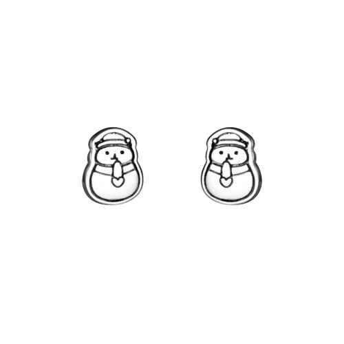 925 Sterling Silver Stud Earring, Snowman, Christmas jewelry & different styles for choice & for woman, 6mm, Sold By Pair