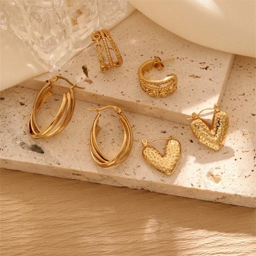 Titanium Steel  Earring, 18K gold plated, fashion jewelry & different styles for choice & for woman, golden, Sold By Pair