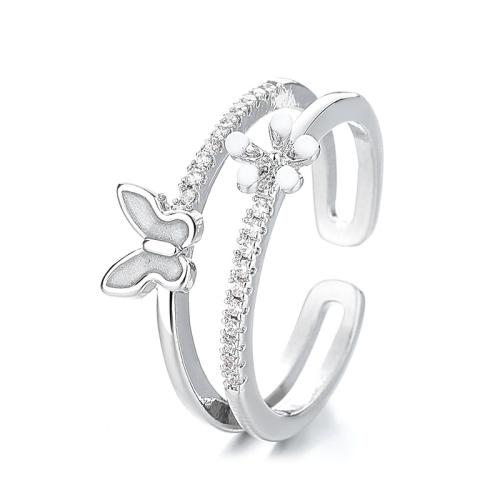 Cúbicos Circonia Micro Pave anillo de latón, metal, Joyería & micro arcilla de zirconia cúbica & para mujer & pegamento de gota, más colores para la opción, Vendido por UD