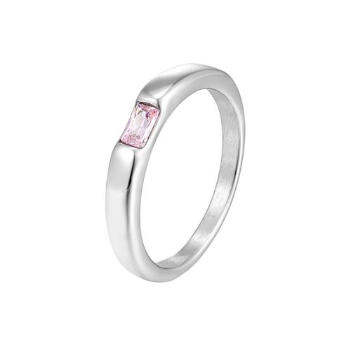 Anillo de dedo de Titantium Acero, Partículas de acero, Joyería & diverso tamaño para la opción & micro arcilla de zirconia cúbica & para mujer, Vendido por UD