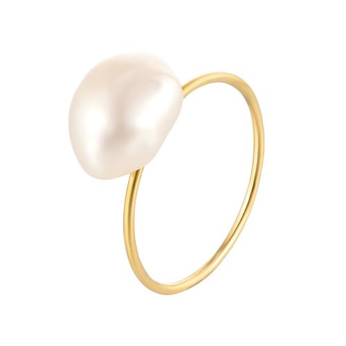 Bague acier titane, avec Shell Pearl, Baroque, bijoux de mode & normes différentes pour le choix & pour femme, Vendu par PC