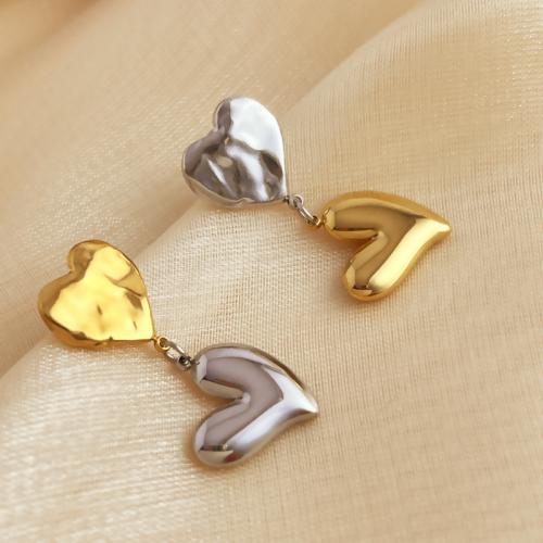 Stainless Steel Drop Earring, 304 Stainless Steel, Heart, fashion jewelry & for woman, 34mm, Sold By Pair