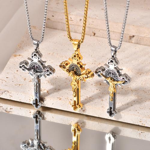 Stainless Steel Jewelry Necklace, 304 Stainless Steel, Cross, fashion jewelry & Unisex & different styles for choice, more colors for choice, 72mm, Length:Approx 60 cm, Sold By PC