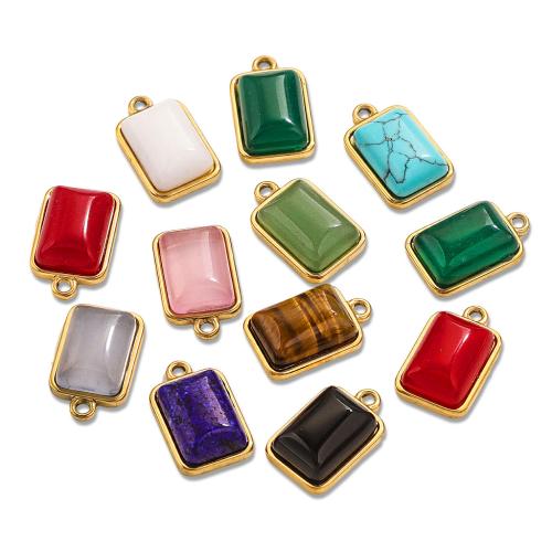 Stainless Steel Pendants, 304 Stainless Steel, with Gemstone, DIY & different materials for choice, golden, 12x19mm, 3PCs/Bag, Sold By Bag