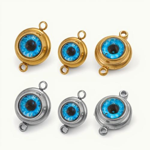 Evil Eye Connector, 304 Stainless Steel, with Acrylic, DIY & different size for choice & different styles for choice, more colors for choice, 5PCs/Bag, Sold By Bag