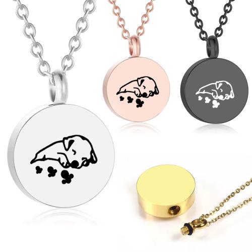 304 Stainless Steel Cinerary Casket Pendant, Flat Round, Vacuum Ion Plating, DIY, more colors for choice, 19x25mm, Sold By PC