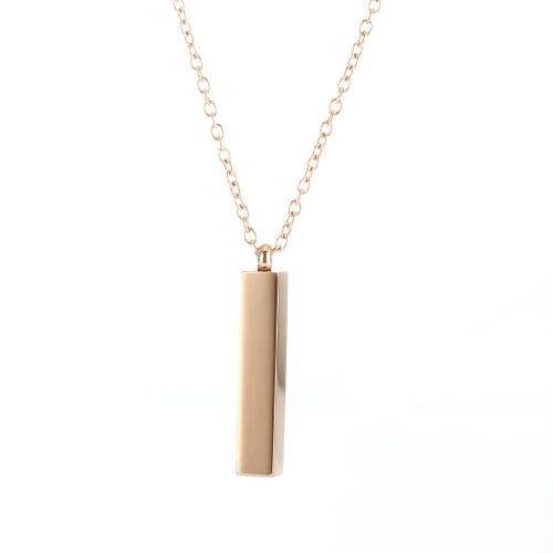 304 Stainless Steel Cinerary Casket Necklace, with 5cm extender chain, Rectangle, Vacuum Ion Plating, Unisex, more colors for choice, 6x30mm, Length:Approx 50 cm, Sold By PC