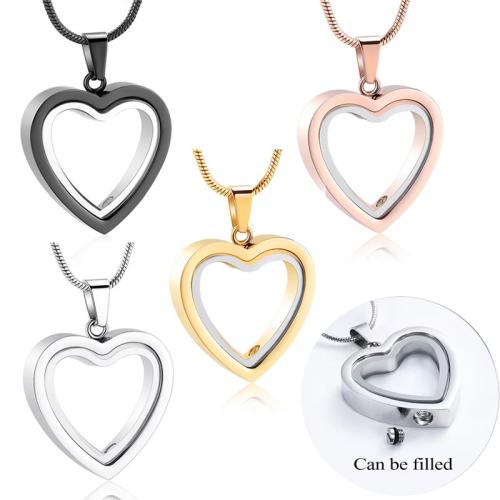 304 Stainless Steel Perfume Bottle Necklace, Heart, Vacuum Ion Plating, fashion jewelry & different styles for choice & for woman, more colors for choice, Sold By PC