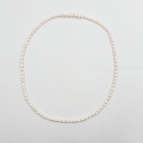 Natural Freshwater Pearl Necklace, Rice, fashion jewelry & for woman, white, Length:Approx 24 Inch, Sold By PC