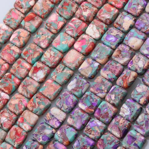 Gemstone Jewelry Beads, Impression Jasper, Square, DIY, more colors for choice, 14mm, Approx 26PCs/Strand, Sold Per Approx 38 cm Strand