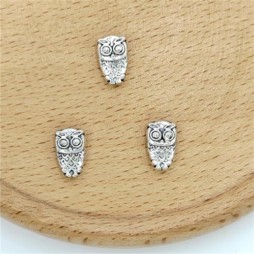 Tibetan Style Animal Pendants, Owl, antique silver color plated, DIY, 6x10mm, 100PCs/Bag, Sold By Bag