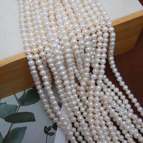 Natural Freshwater Pearl Loose Beads, Slightly Round, DIY, white, about:5-6mm, Sold Per Approx 38 cm Strand