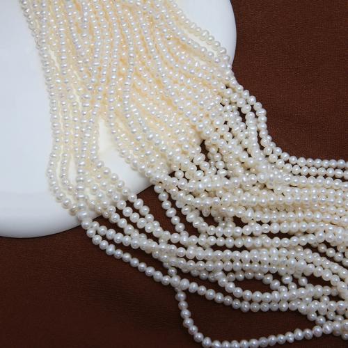 Natural Freshwater Pearl Loose Beads, Slightly Round, DIY, white, about:  3-4mm, Sold Per Approx 38 cm Strand