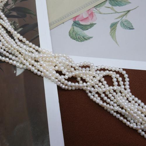 Natural Freshwater Pearl Loose Beads, Slightly Round, DIY, white, 3.50mm, Sold Per Approx 38 cm Strand