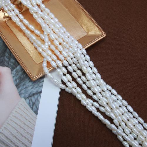 Cultured Rice Freshwater Pearl Beads, DIY, white, about:4.3-4.8mm, Sold Per Approx 38 cm Strand