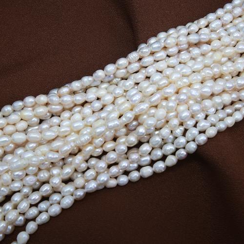 Cultured Rice Freshwater Pearl Beads, DIY, white, about: 5-6mm, Sold Per Approx 38 cm Strand