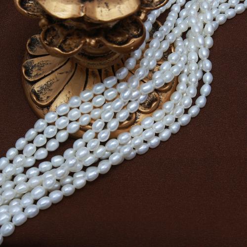 Cultured Rice Freshwater Pearl Beads, DIY, white, about:  5-5.5mm, Sold Per Approx 38 cm Strand