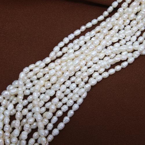 Cultured Rice Freshwater Pearl Beads, DIY, white, about:4.8-5.2mm, Sold Per Approx 38 cm Strand