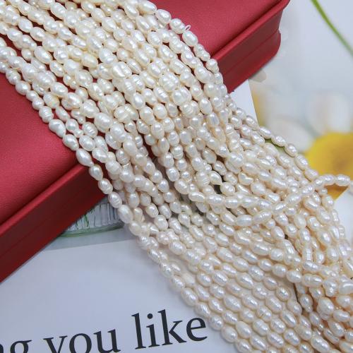 Cultured Rice Freshwater Pearl Beads, DIY, white, about:4-5mm, Sold Per Approx 38 cm Strand