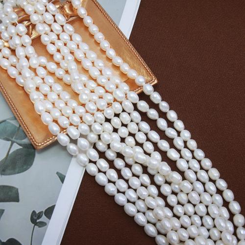 Cultured Rice Freshwater Pearl Beads, DIY, white, about:6-7mm, Sold Per Approx 25 cm Strand