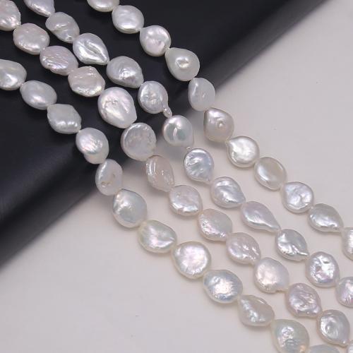 Cultured Coin Freshwater Pearl Beads, DIY, white, 14mm, Sold Per Approx 38 cm Strand