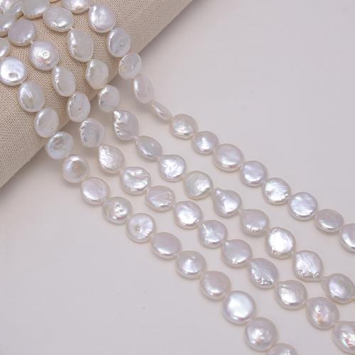 Cultured Coin Freshwater Pearl Beads, DIY, white, about:13-14mm, Sold Per Approx 38 cm Strand