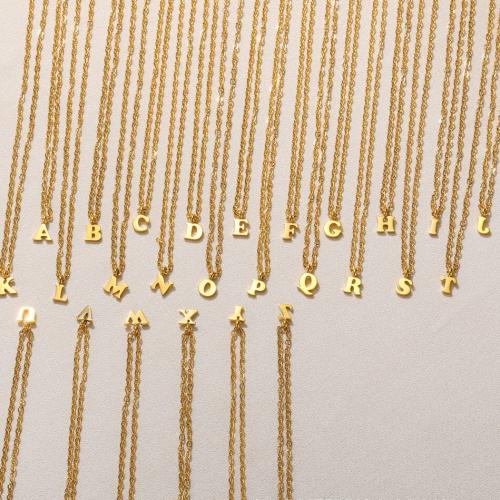 Stainless Steel Jewelry Necklace, 304 Stainless Steel, with 7cm extender chain, Alphabet Letter, 18K gold plated, fashion jewelry & different designs for choice & for woman, Length:38 cm, Sold By PC