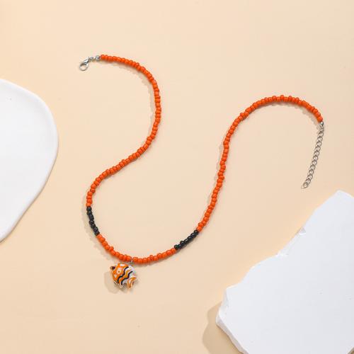 Collier acrylique, avec porcelaine, avec 5cm chaînes de rallonge, fait à la main, bijoux de mode & styles différents pour le choix & pour femme, plus de couleurs à choisir, Longueur:45 cm, Vendu par PC