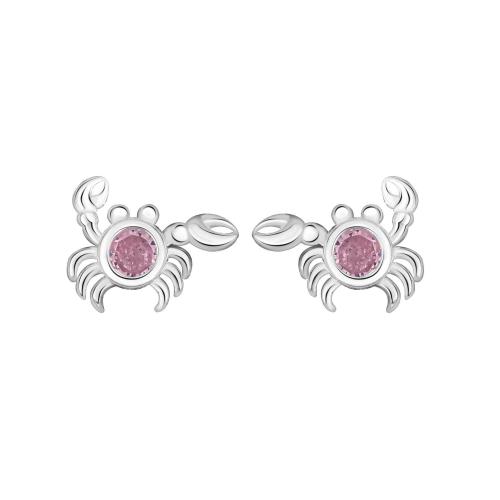 Pendientes de Micro Pavé de Zirconía Cúbica en Plata de Ley, plata de ley 925, micro arcilla de zirconia cúbica & para mujer, plateado, 6.60x8.50mm, Vendido por Par