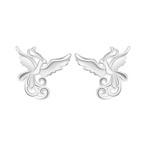 925 Sterling Silver Stud Earrings, Phoenix, for woman, more colors for choice, 7.20x7.50mm, Sold By Pair