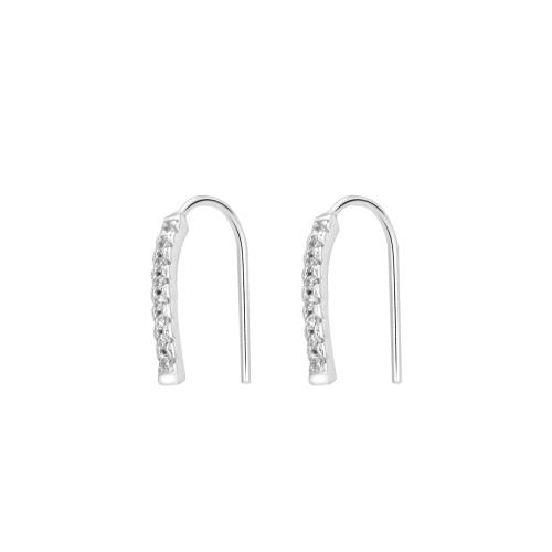 Cubic Zirconia Micro Pave Sterling Silver Earring, 925 Sterling Silver, micro pave cubic zirconia & for woman, silver color, 14.50x8mm, Sold By Pair