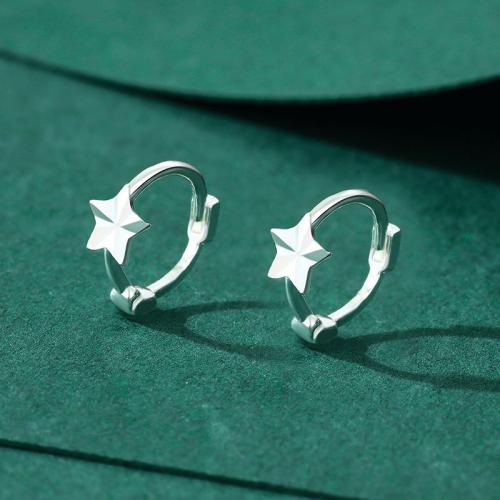 925 Sterling Silver Lever Back Earring, Star, different styles for choice & for woman, silver color, The outer diameter is about 9.5mm, Sold By Pair