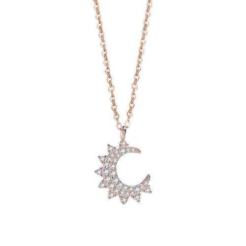 Cubic Zircon Micro Pave Brass Necklace, plated, micro pave cubic zirconia & for woman, more colors for choice, Length:Approx 41-50 cm, Sold By PC