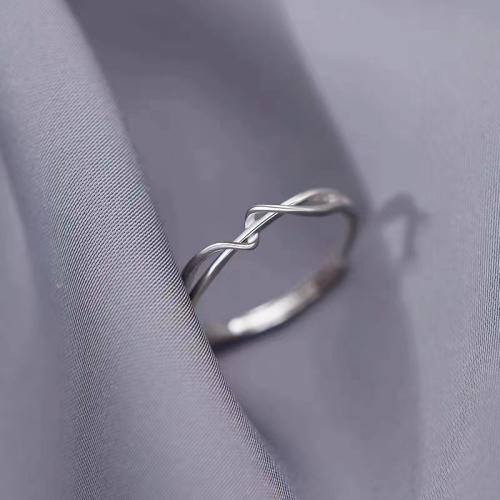 Brass Finger Ring, plated, for woman, platinum color, Sold By PC