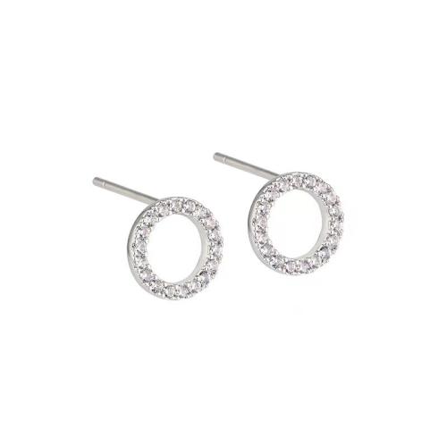 Boucles d'oreilles en laiton zircon cubique pavent, Placage, pavé de micro zircon & pour femme, plus de couleurs à choisir, 7mm, Vendu par paire