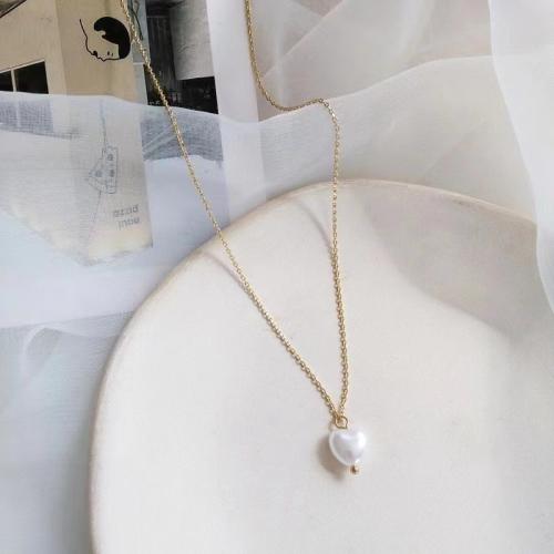 Tibetan Style Jewelry Necklace, with Plastic Pearl, with 5cm extender chain, plated, for woman, golden, Length:Approx 40 cm, Sold By PC