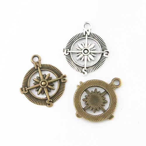 Tibetan Style Pendants, Compass, plated, DIY, more colors for choice, 29.50x24.50mm, 50PCs/Bag, Sold By Bag