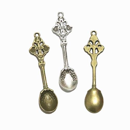 Tibetan Style Pendants, Spoon, plated, DIY, more colors for choice, 15.50x62.20mm, 40PCs/Bag, Sold By Bag