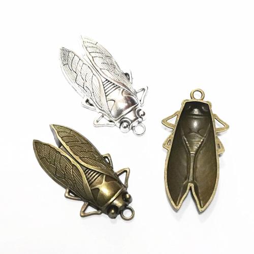 Tibetan Style Animal Pendants, Cicada, plated, DIY, more colors for choice, 34x62mm, 20PCs/Bag, Sold By Bag