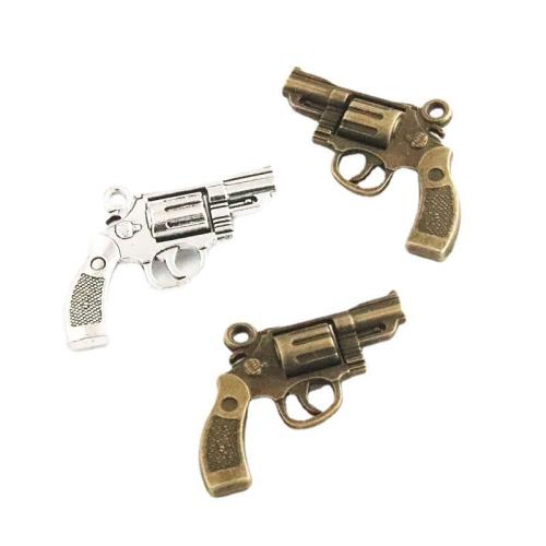 Tibetan Style Gun Pendants, plated, DIY, more colors for choice, 24x30mm, 50PCs/Bag, Sold By Bag