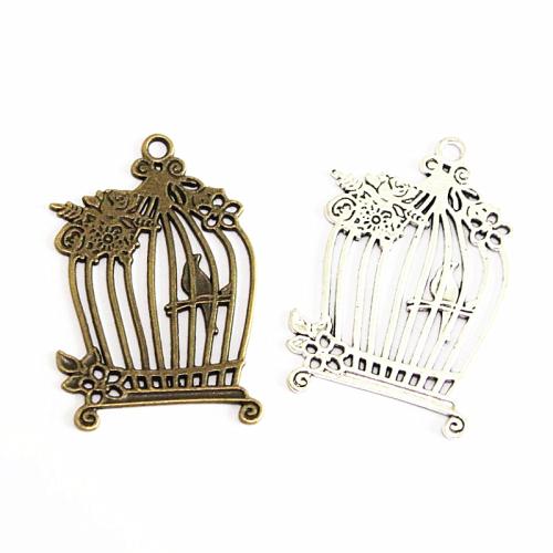 Tibetan Style Pendants, Cage, plated, DIY, more colors for choice, 58x38mm, 10PCs/Bag, Sold By Bag