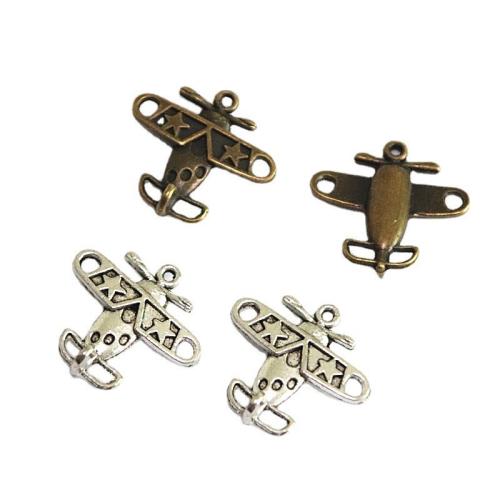 Vehicle Shaped Tibetan Style Pendants, Airplane, plated, DIY, more colors for choice, 19x18x4mm, 50PCs/Bag, Sold By Bag