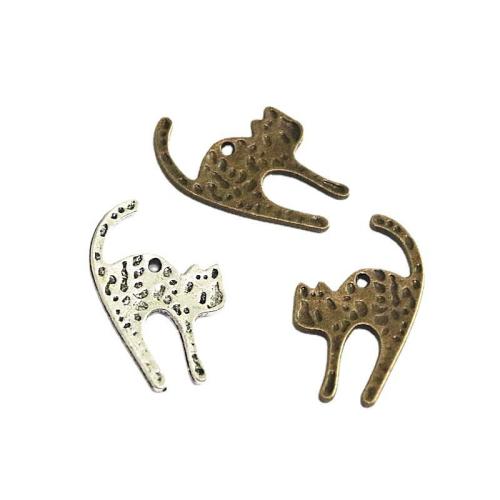 Tibetan Style Animal Pendants, Cat, plated, DIY, more colors for choice, 26x17mm, 100PCs/Bag, Sold By Bag