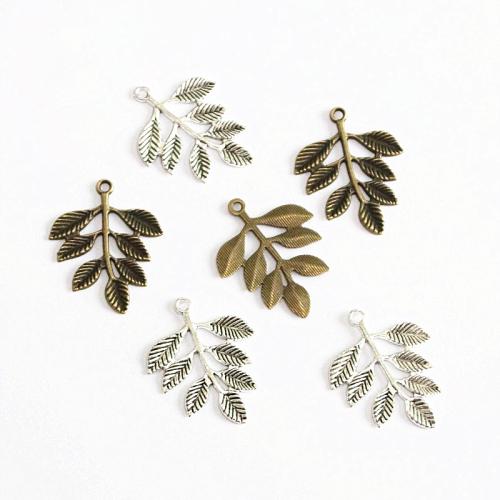 Tibetan Style Leaf Pendants, plated, DIY, more colors for choice, 35x27.50mm, 50PCs/Bag, Sold By Bag