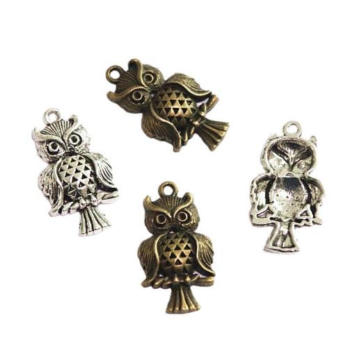 Pendentifs animaux en alliage de zinc, hibou, Placage, DIY, plus de couleurs à choisir, 30.90x17mm, 50PC/sac, Vendu par sac