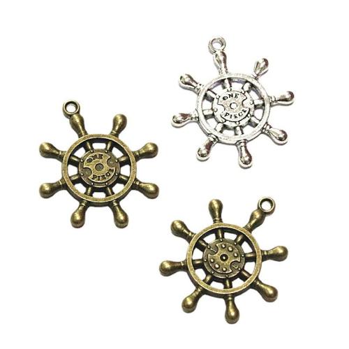 Tibetan Style Ship Wheel & Anchor Pendant, plated, DIY, more colors for choice, 34.50x39mm, 20PCs/Bag, Sold By Bag