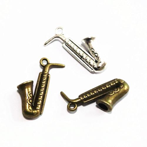 Musical Instrument Shaped Tibetan Style Pendants, plated, DIY, more colors for choice, 21x27mm, 60PCs/Bag, Sold By Bag