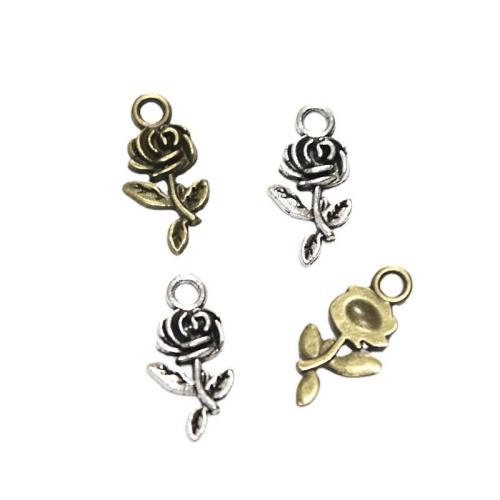 Tibetan Style Flower Pendants, plated, DIY, more colors for choice, 10.50x21mm, 100PCs/Bag, Sold By Bag